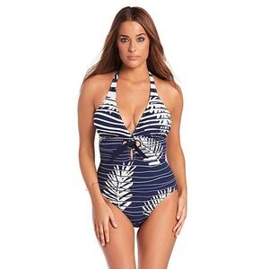 Amoressa A Venetian Affair Fortuny Halter One Piece Swimsuit Women's Size 8 New